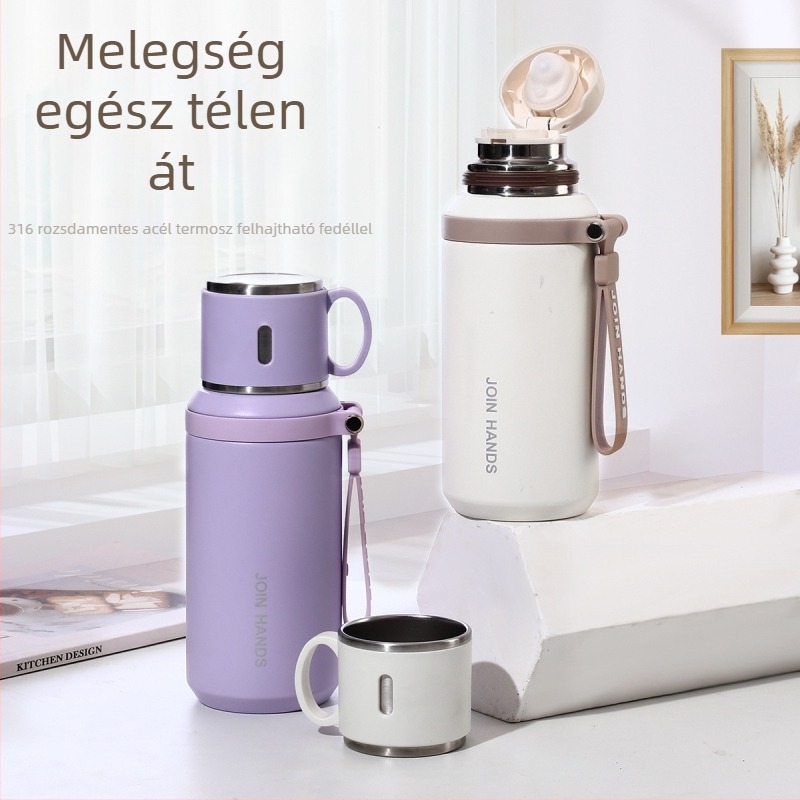 Tea–víz elválasztó termosz pohár, 316-os rozsdamentes acél belsővel, vastag test, nagy kapacitás, hordozható otthonra, irodába és utazáshoz