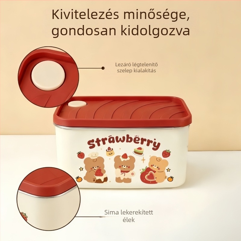 Rozsdamentes acél ebédes doboz fedővel, doboz háztartási élelmiszertárolására, irodai dolgozóknak, vastagított asztali tároló doboz