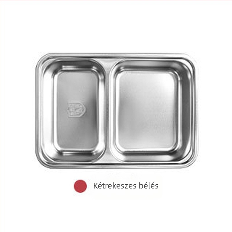 304 rozsdamentes acél ebéddoboz rekeszekkel, négyszögletes formájú
