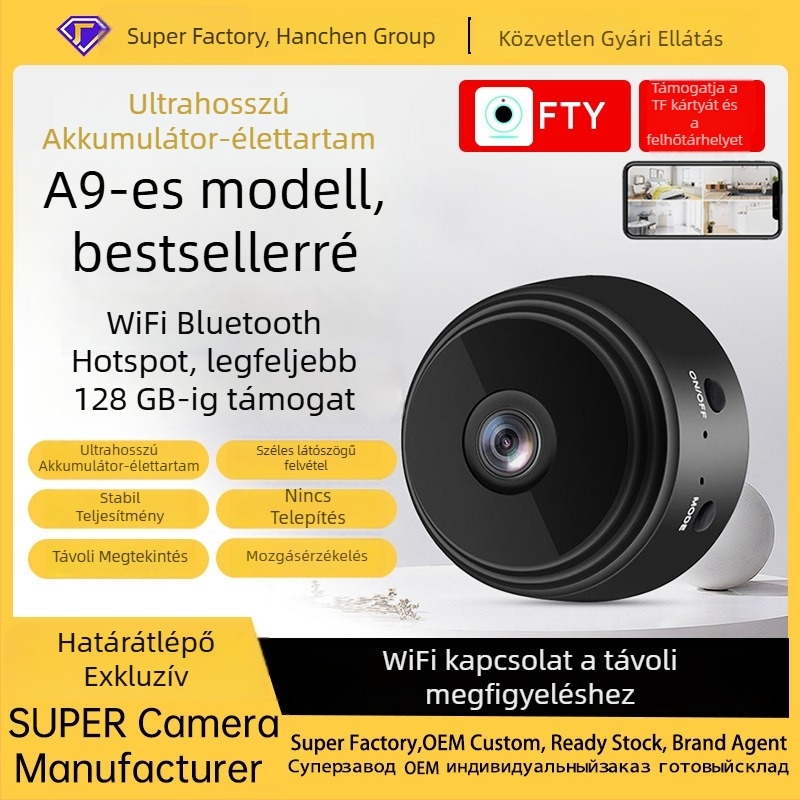 RSCAMTOM A9 Vezeték nélküli HD kamera Wi-Fi távfigyeléssel, 1080P hálózati kamera