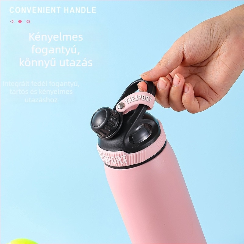 Szabadban használható kerékpáros termosz, 316 rozsdamentes acélból, fogantyúval, 800 ml-es nagy kapacitású