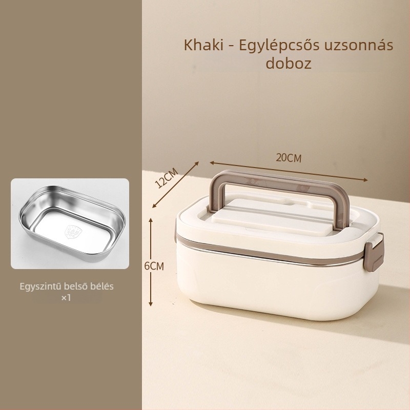 304 rozsdamentes acél ebédes doboz fogantyúval, izolált, hordozható, háromrétegű, három rekeszes