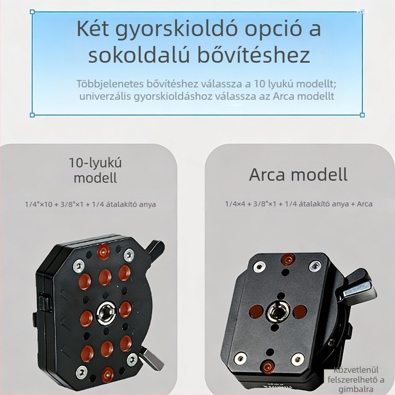 Arca gyorskioldó lemez többszöri lyukakkal DSLR és tükröző nélküli kamerákhoz – univerzális kiegészítő a fejhez