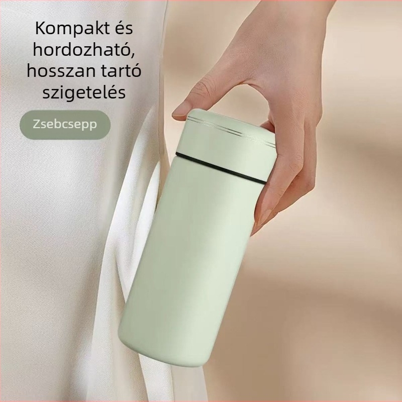 Mini termosz pohár, hordozható, 316 rozsdamentes acélból, egyszínű, csavaros kupakkal