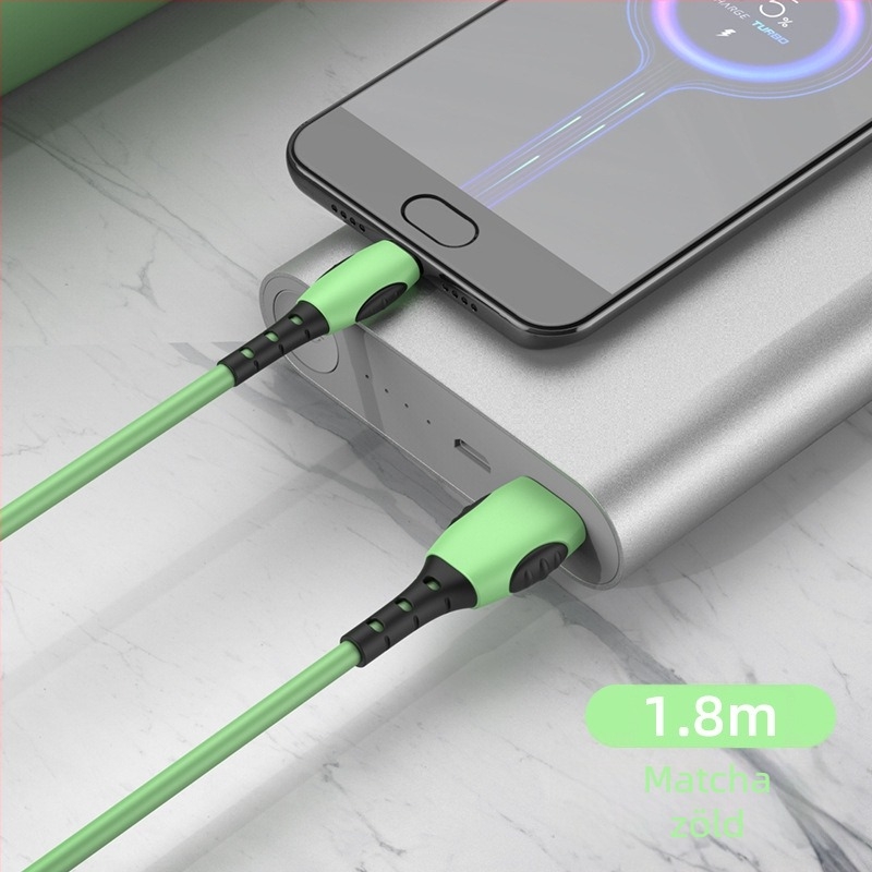 Folyékony szilikonból készült töltőkábel Lightning, USB-C és Micro USB csatlakozókkal, gyors töltéshez