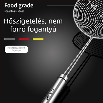 304 rozsdamentes acél – konyhai szűrőkanál knedlikekhez, sütéshez és forró fazekakhoz, nagy tészta-szita