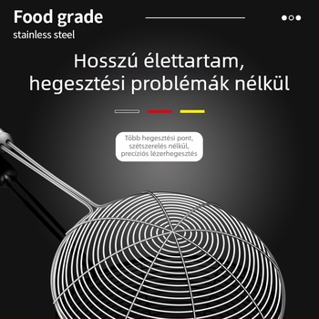 304 rozsdamentes acél – konyhai szűrőkanál knedlikekhez, sütéshez és forró fazekakhoz, nagy tészta-szita