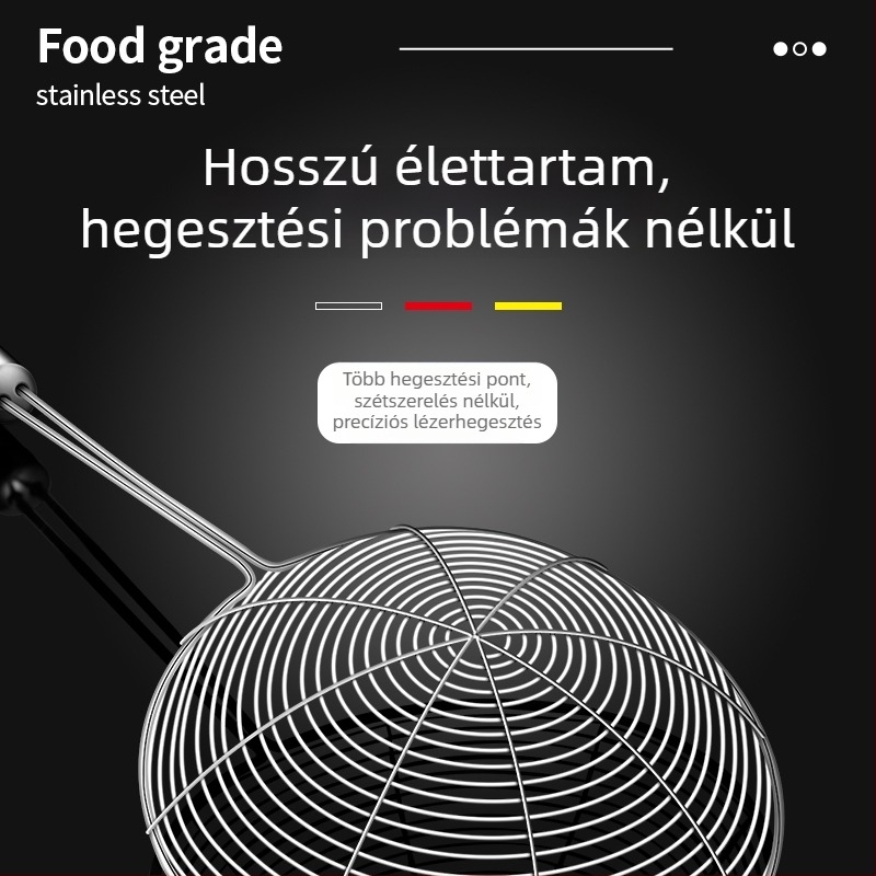 304 rozsdamentes acél – konyhai szűrőkanál knedlikekhez, sütéshez és forró fazekakhoz, nagy tészta-szita