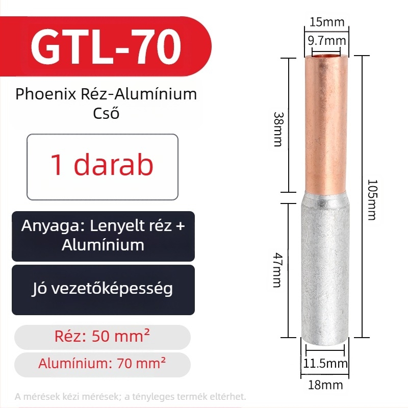 GTL réz- és alumínium átmeneti cső a vezetékek csatlakoztatásához