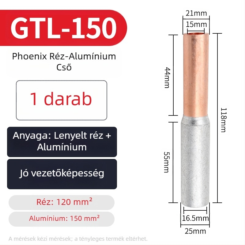 GTL réz- és alumínium átmeneti cső a vezetékek csatlakoztatásához