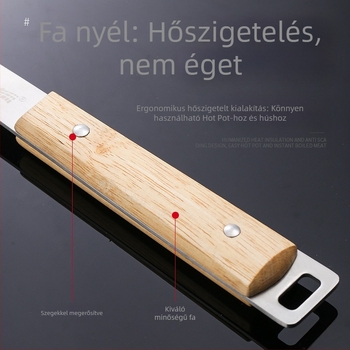 304 rozsdamentes acél szűrőkanál, nagy méretű, tészta, gyoza, forró fazék és sütés számára