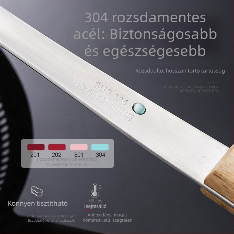 304 rozsdamentes acél szűrőkanál, nagy méretű, tészta, gyoza, forró fazék és sütés számára