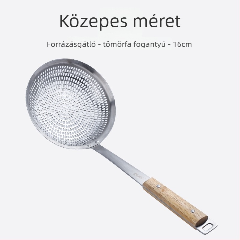 304 rozsdamentes acél szűrőkanál, nagy méretű, tészta, gyoza, forró fazék és sütés számára