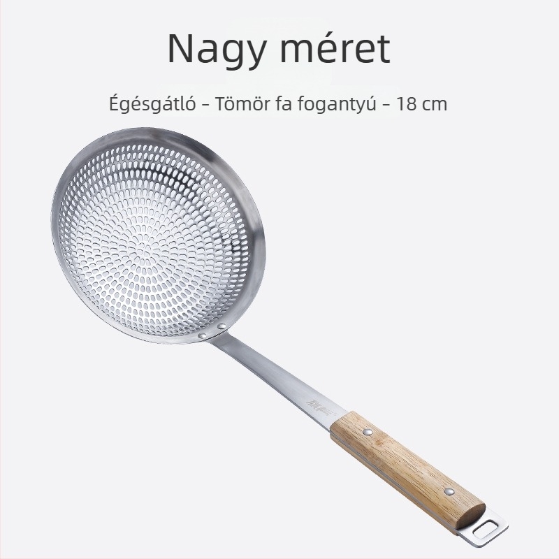 304 rozsdamentes acél szűrőkanál, nagy méretű, tészta, gyoza, forró fazék és sütés számára