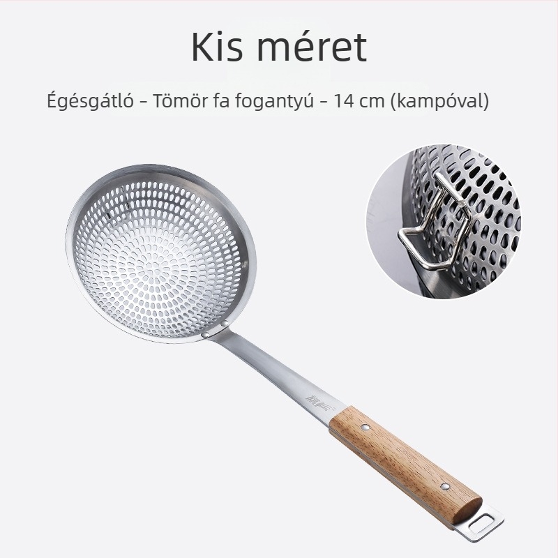 304 rozsdamentes acél szűrőkanál, nagy méretű, tészta, gyoza, forró fazék és sütés számára