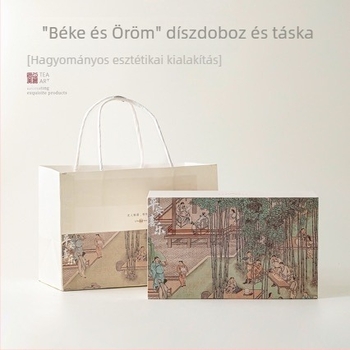 Kínai stílusú teáskészlet teáscsészével ajándékdobozban