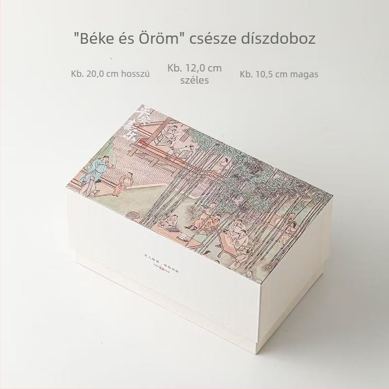 Kínai stílusú teáskészlet teáscsészével ajándékdobozban