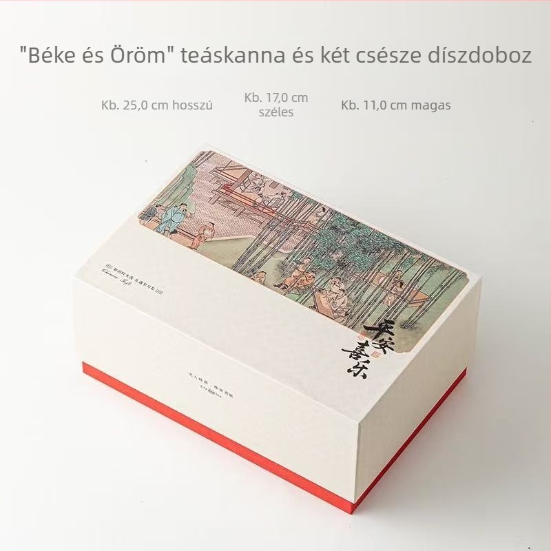 Kínai stílusú teáskészlet teáscsészével ajándékdobozban