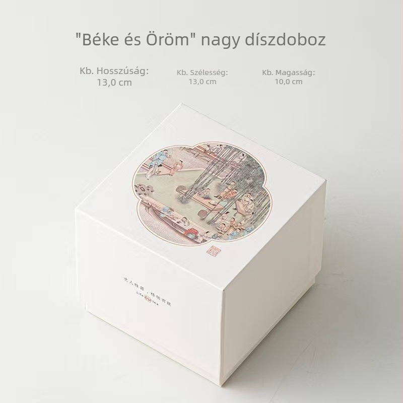 Kínai stílusú teáskészlet teáscsészével ajándékdobozban