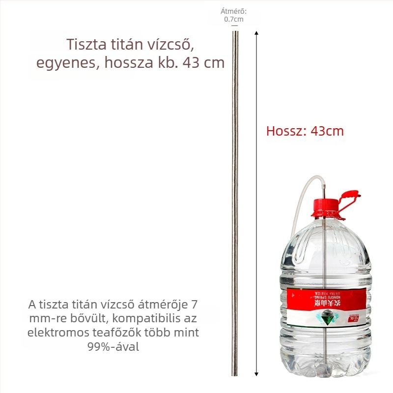 Titánium szívó- és feltöltőcső palackozott vízhez és elektromos vízforralóhoz — tea ceremóniára kiegészítő