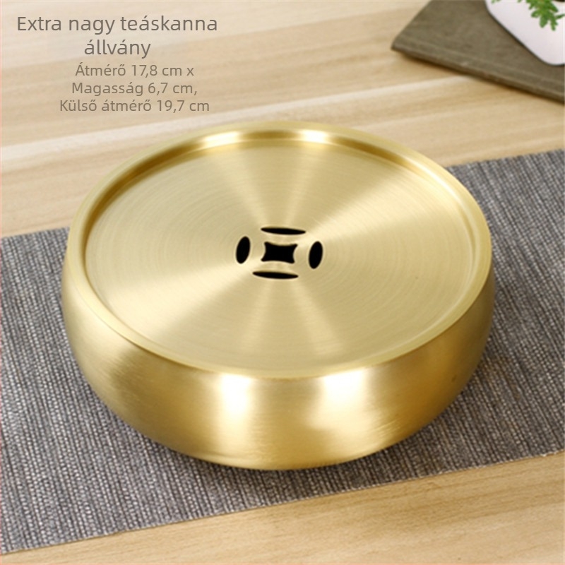 Réz teás mosóedény, nagy méretű víztál a teához, Zen japán stílusú víztál, réz teáskanna-tartó, teaceremónia kiegészítői