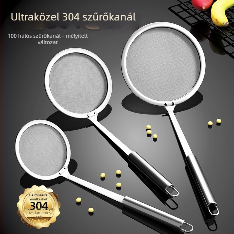 Rozsdamentes acélból készült 100-mesh ultra finom szűrőkanál a konyhának