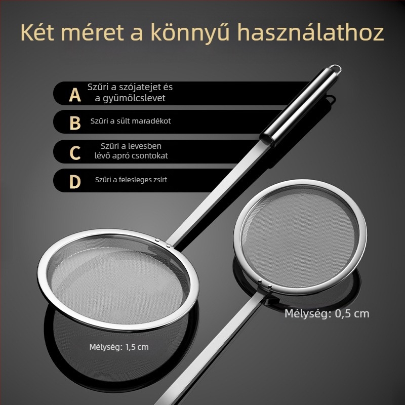 Rozsdamentes acélból készült 100-mesh ultra finom szűrőkanál a konyhának