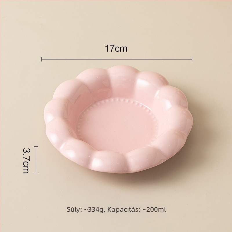 Krem színű kerámiás háziállat tálak habszélű peremmel, macska- és kutyatál, étel- és víztál