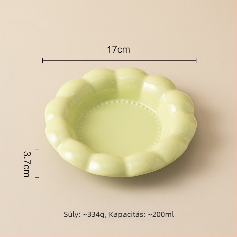 Krem színű kerámiás háziállat tálak habszélű peremmel, macska- és kutyatál, étel- és víztál