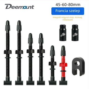 Integrált négyzetes alapú tubeless kerékpáros szelep, FV francia stílus, alumíniumötvözet, hossz 45/60/80 mm