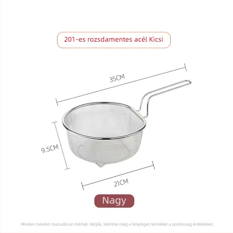 304 rozsdamentes acél szűrőedény háztartási konyhához – tészta szűrőkosár és olajmaradványok gyűjtőedénye