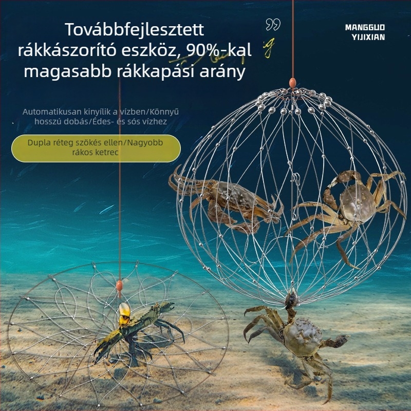 Rozsdamentes acélból készült tengeri rák-halászati eszköz, rákketrec és különleges horog