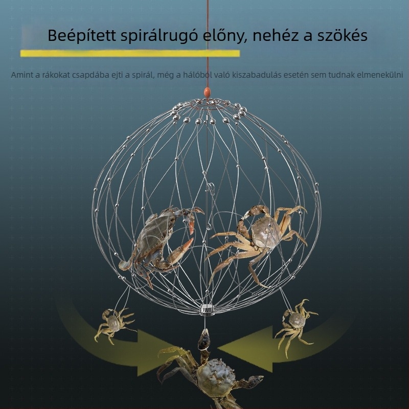 Rozsdamentes acélból készült tengeri rák-halászati eszköz, rákketrec és különleges horog