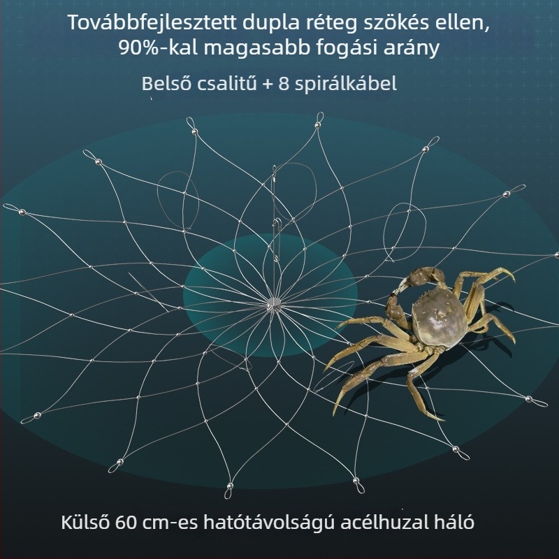 Rozsdamentes acélból készült tengeri rák-halászati eszköz, rákketrec és különleges horog
