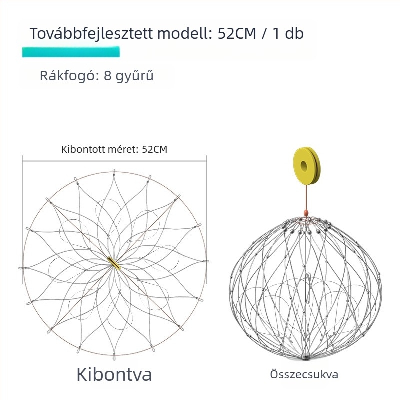 Rozsdamentes acélból készült tengeri rák-halászati eszköz, rákketrec és különleges horog