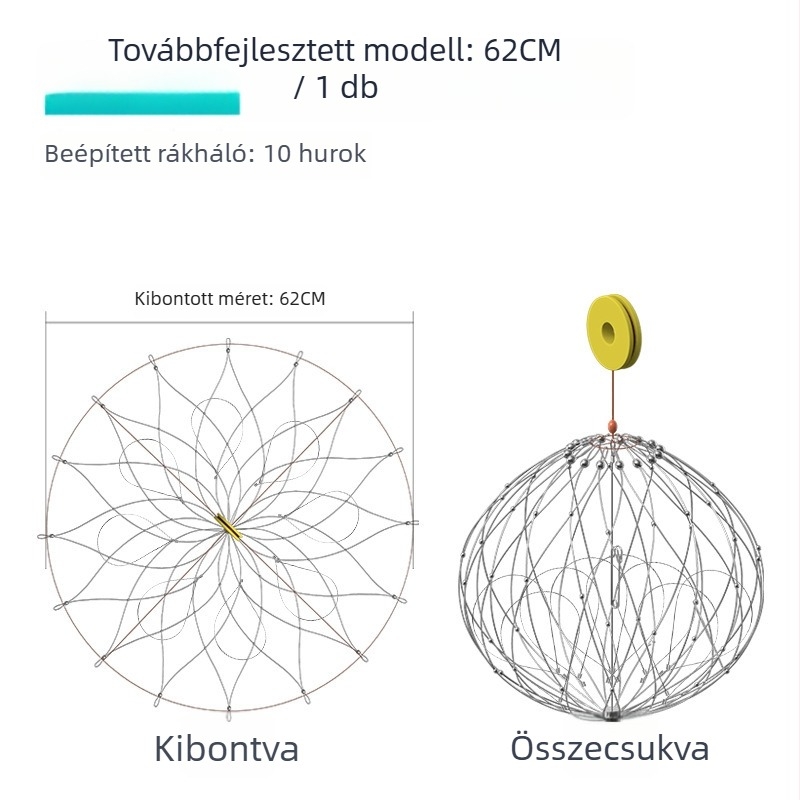 Rozsdamentes acélból készült tengeri rák-halászati eszköz, rákketrec és különleges horog