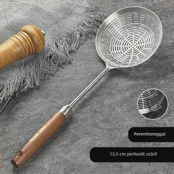 304 rozsdamentes acélból készült nagy perforált szűrőedény dupla akasztókkal – konyhai szita háló