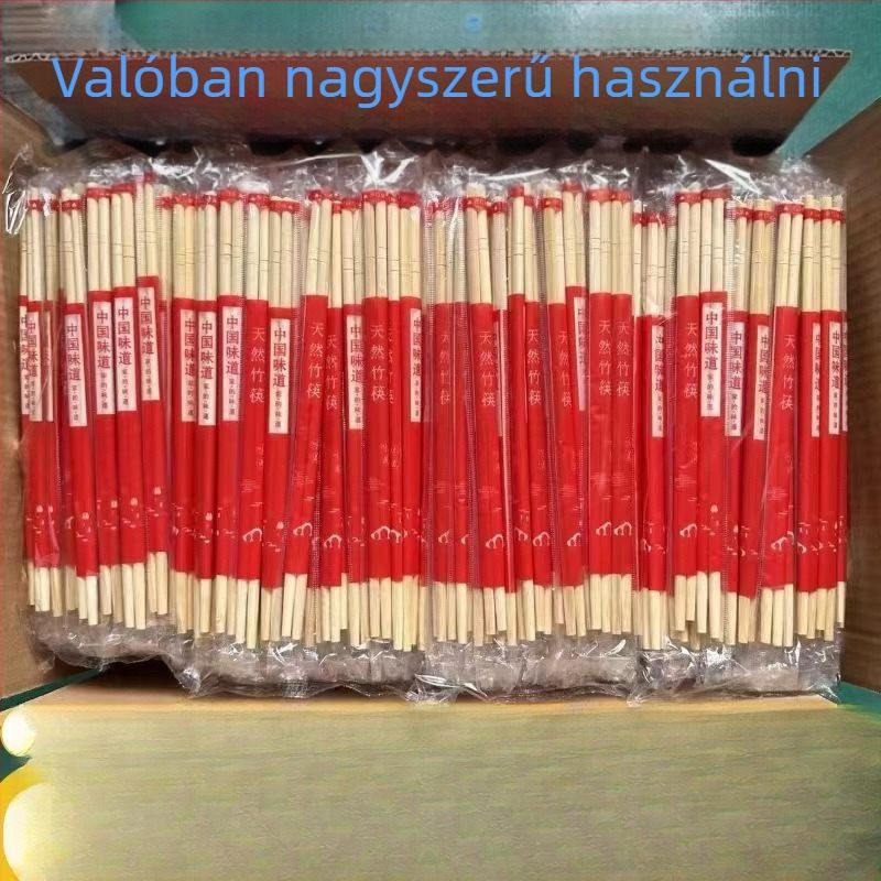 Egyszer használatos bambuszból készült evőpálcák, egyenként csomagolva, otthoni használatra és elvitelre