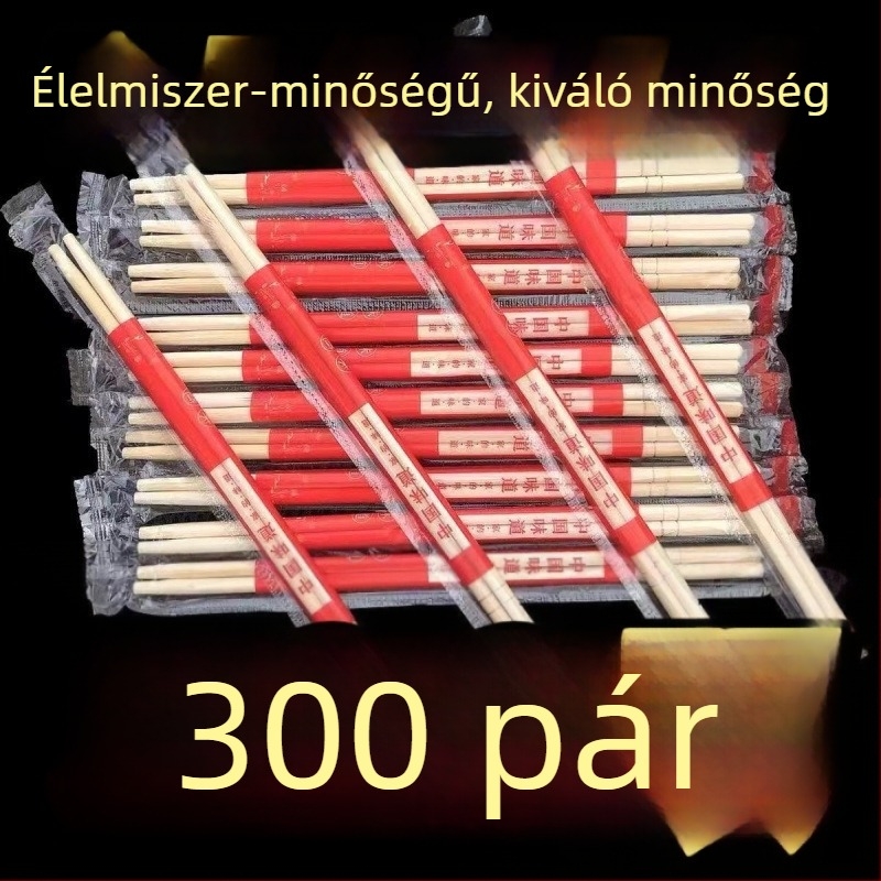 Egyszer használatos bambuszból készült evőpálcák, egyenként csomagolva, otthoni használatra és elvitelre