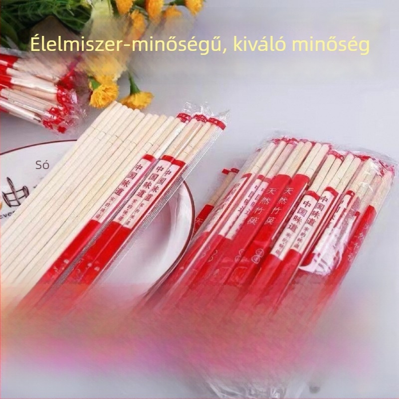 Egyszer használatos bambuszból készült evőpálcák, egyenként csomagolva, otthoni használatra és elvitelre