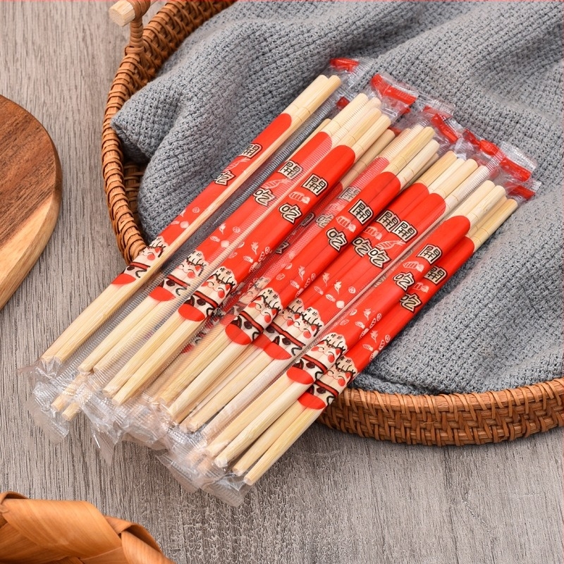 Egyszer használatos evőpálcikák, egyenként csomagolva, 100 pár, bambusz, kör alakú, ideális kiszállításhoz, gyorsétteremhez és barbecue-hoz, nagykereskedelem.