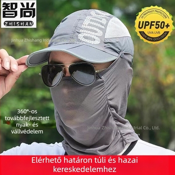 Női nyári UV-védelmi kalap arcvédővel és nyakvédővel, tea szedéshez és kerékpározáshoz, összecsukható
