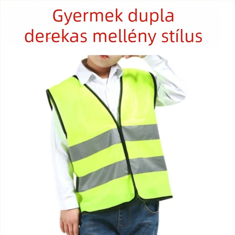 Reflektív gyermekmellény csoportos tevékenységekhez, fluoreszkáló óvodai mellény nyomtatással