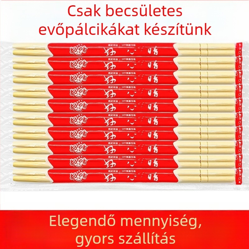 Egyszer használatos bambusz evőpálcikák, egyenként csomagolva, esküvői csomagoláshoz, piros színű