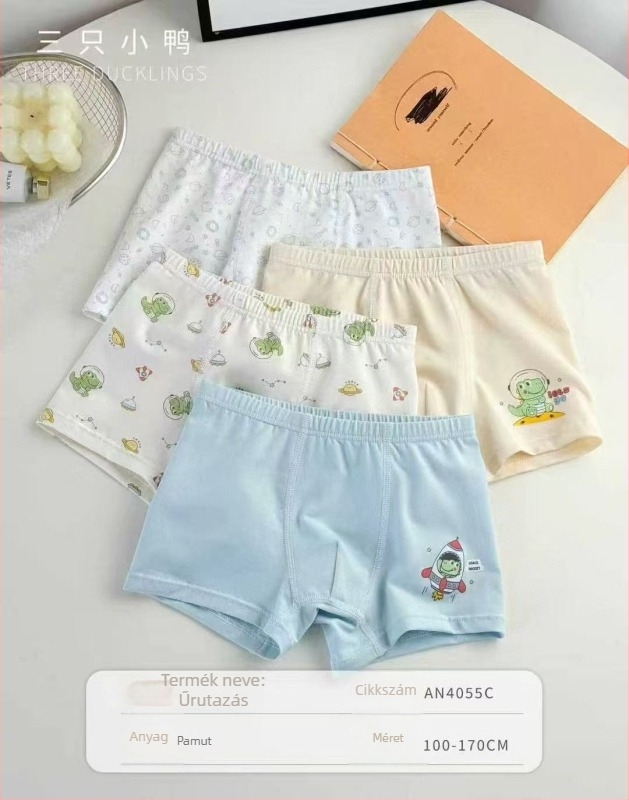 Three Little Ducks gyerekeknek szánt pamut antibakteriális boxer briefs mesefigurás mintával, középmagas derekú, fiúknak