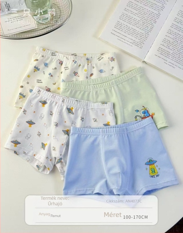 Three Little Ducks gyerekeknek szánt pamut antibakteriális boxer briefs mesefigurás mintával, középmagas derekú, fiúknak