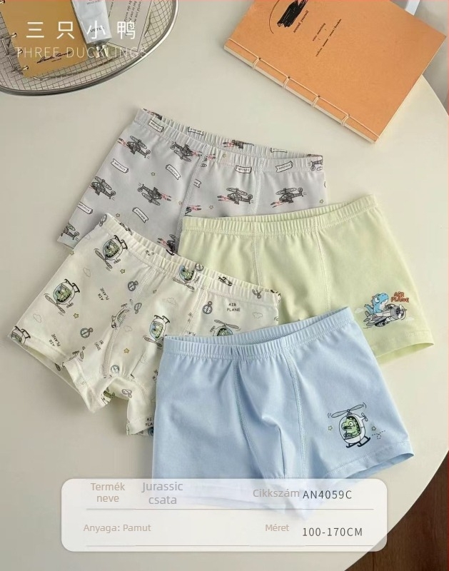 Three Little Ducks gyerekeknek szánt pamut antibakteriális boxer briefs mesefigurás mintával, középmagas derekú, fiúknak
