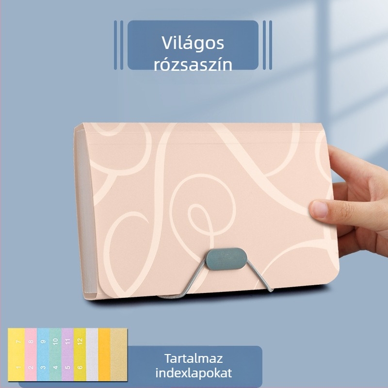 A6-os akordeon irattartó több rétegű számla rendezővel, B6-os multifunkcionális zsebtáska, kis méret