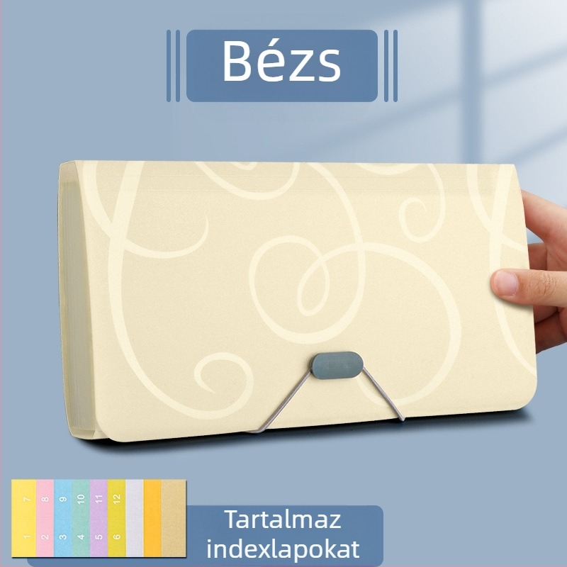 A6-os akordeon irattartó több rétegű számla rendezővel, B6-os multifunkcionális zsebtáska, kis méret