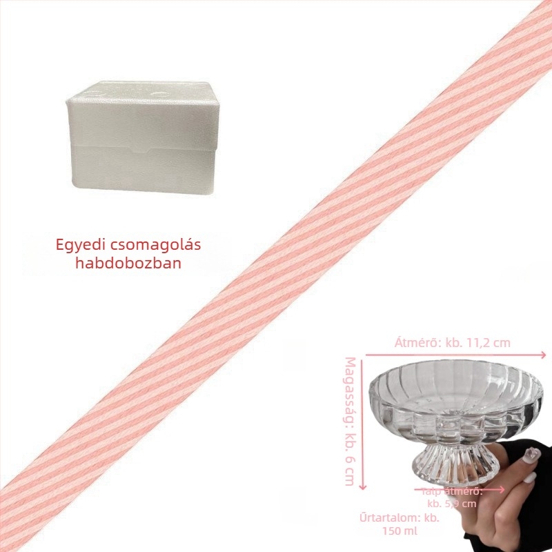 Elegáns jégkristály üvegből készült magas talpas gyümölcstál, desszert- és snacktál háztartási használatra